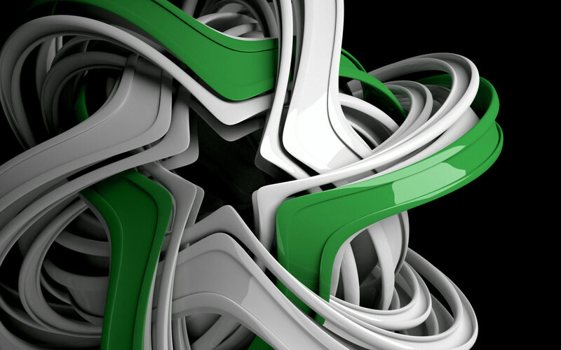 Abstract green and white swirls