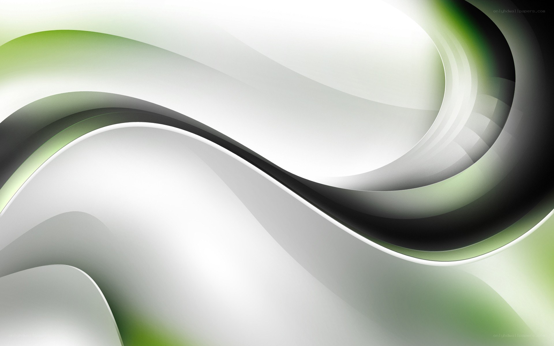 Abstract green and white waves