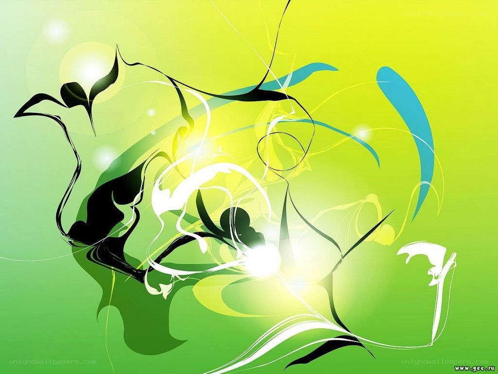 Abstract green and yellow art