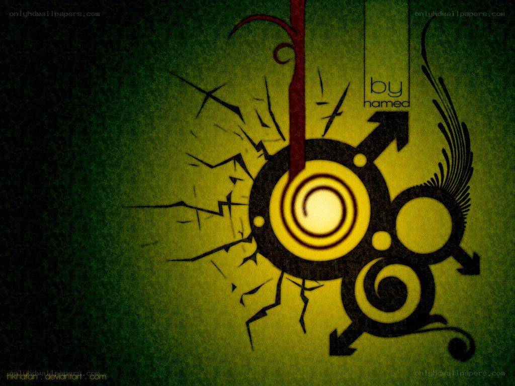 abstract green and yellow design