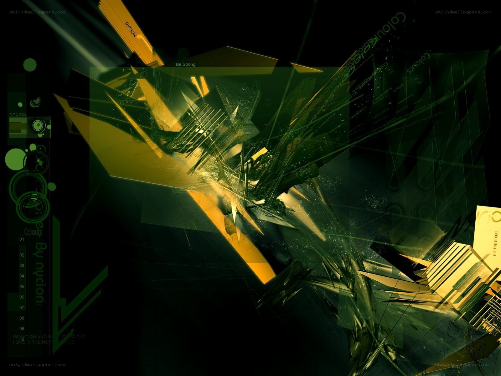 Abstract green and yellow digital art