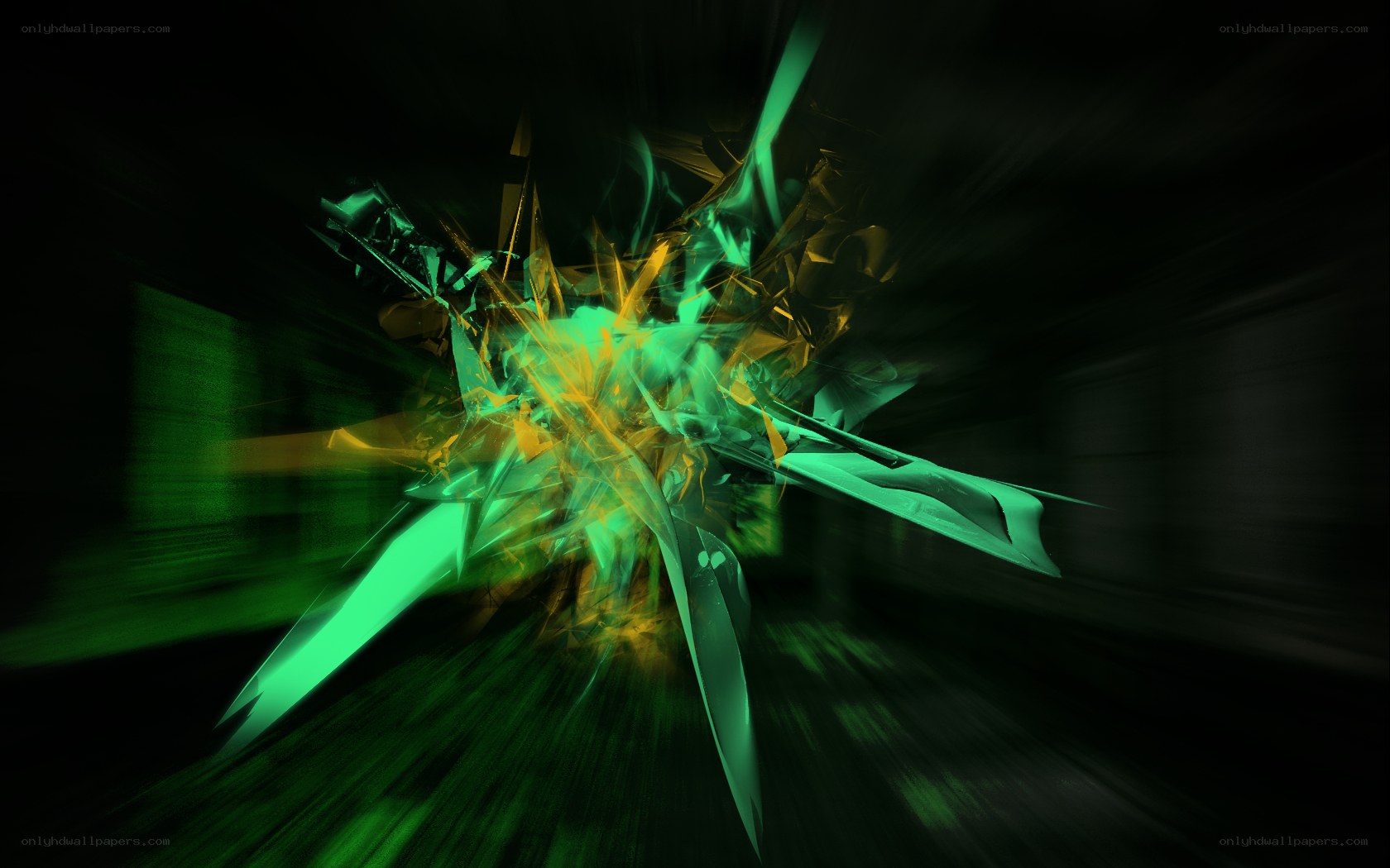 Abstract green and yellow explosion