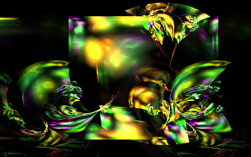 Abstract green and yellow fractal art