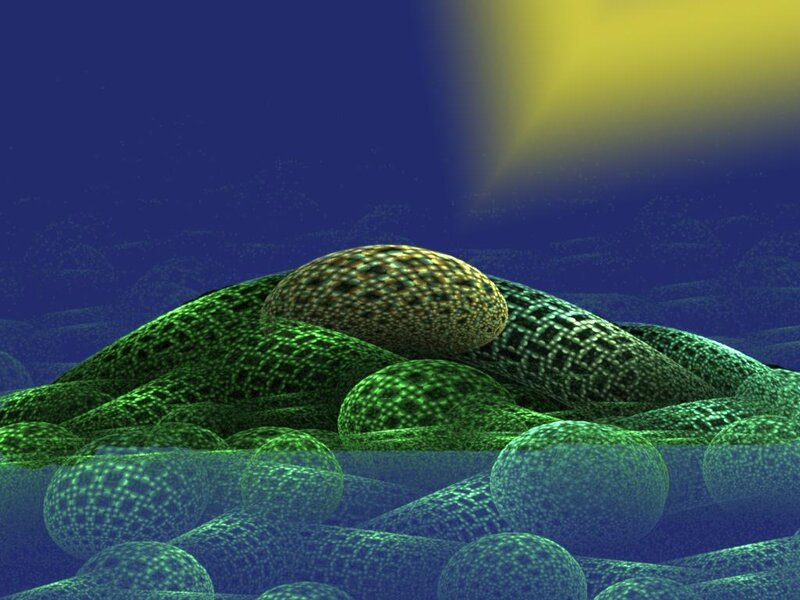 Abstract green and yellow fractal landscape