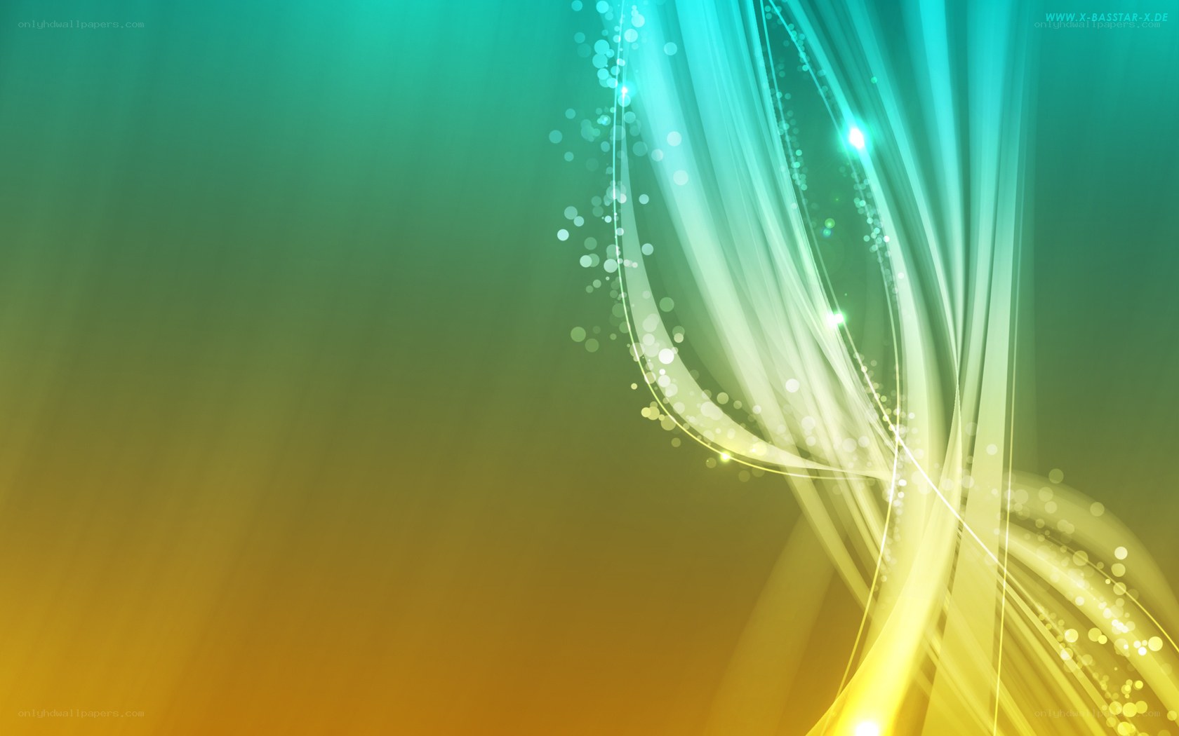 Abstract green and yellow light waves