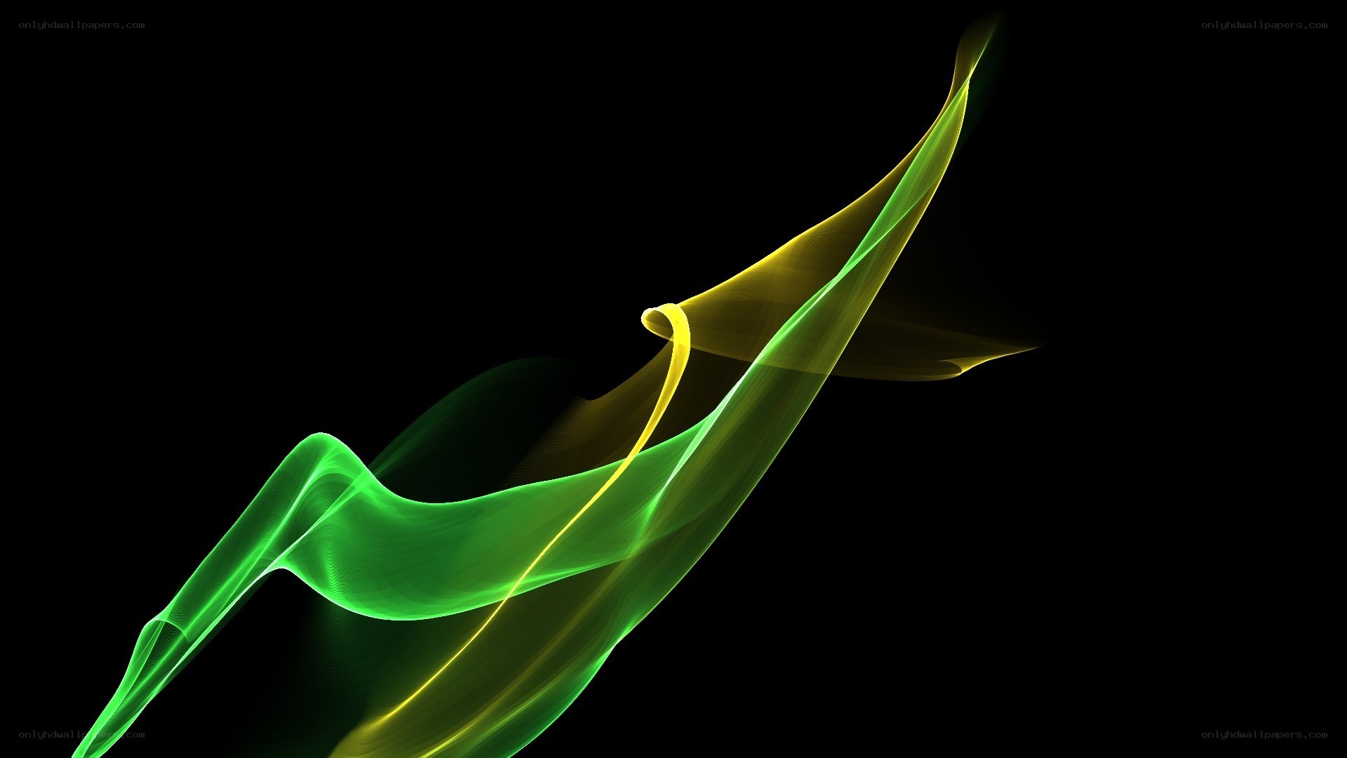 Abstract green and yellow light waves