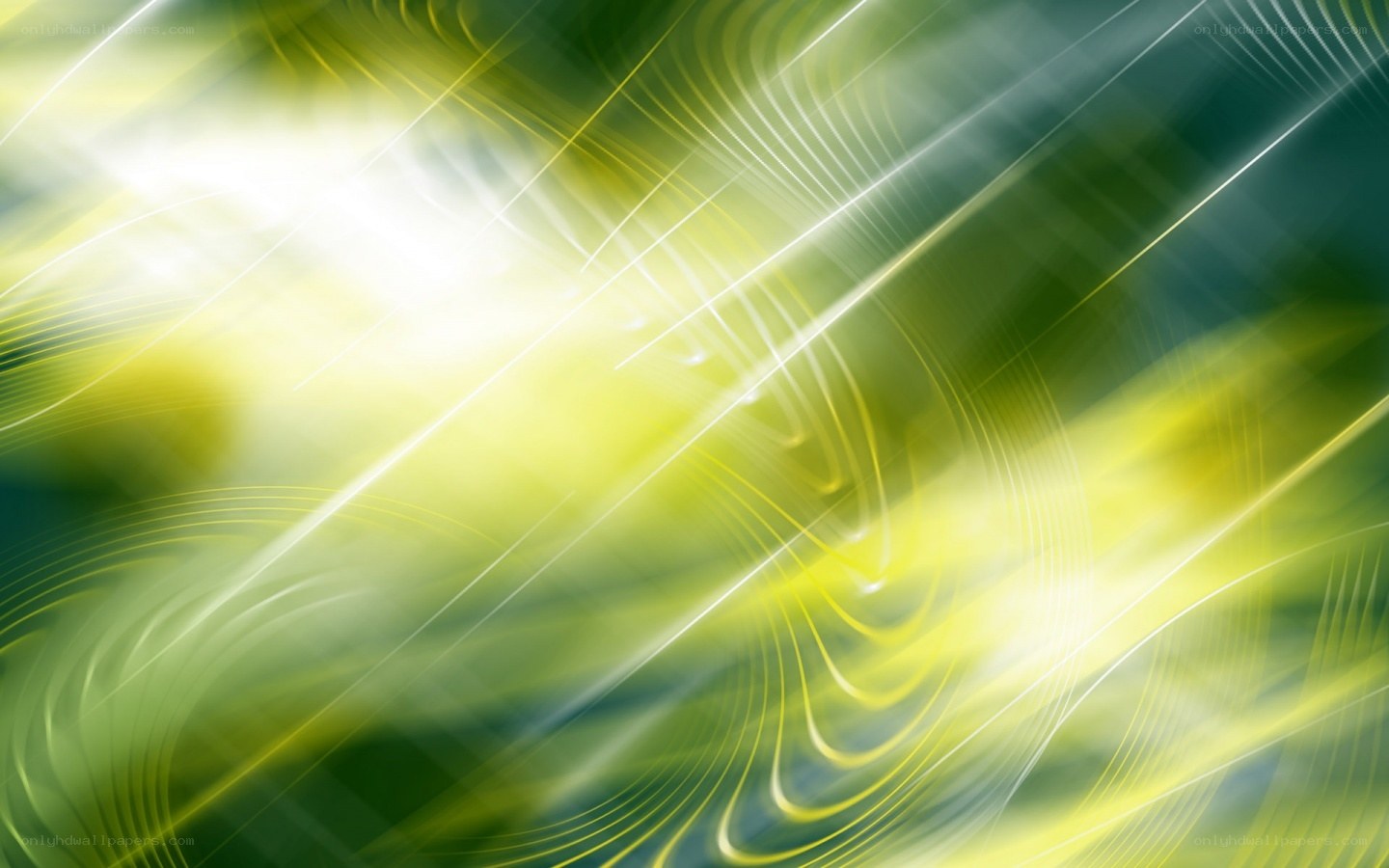 Abstract green and yellow light waves