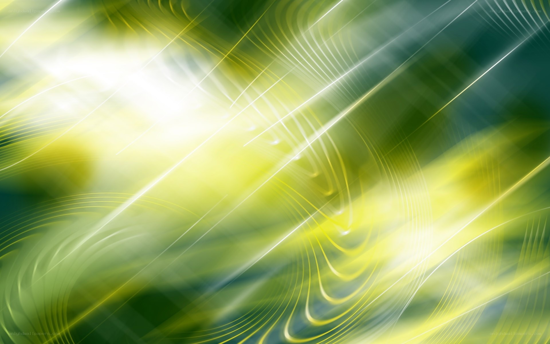 Abstract green and yellow light waves