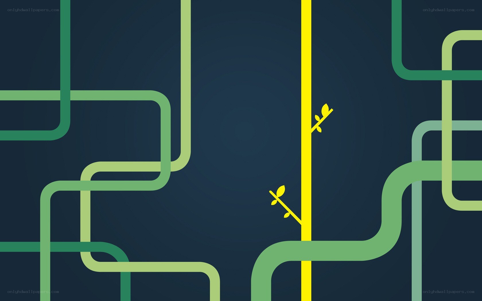 abstract green and yellow lines