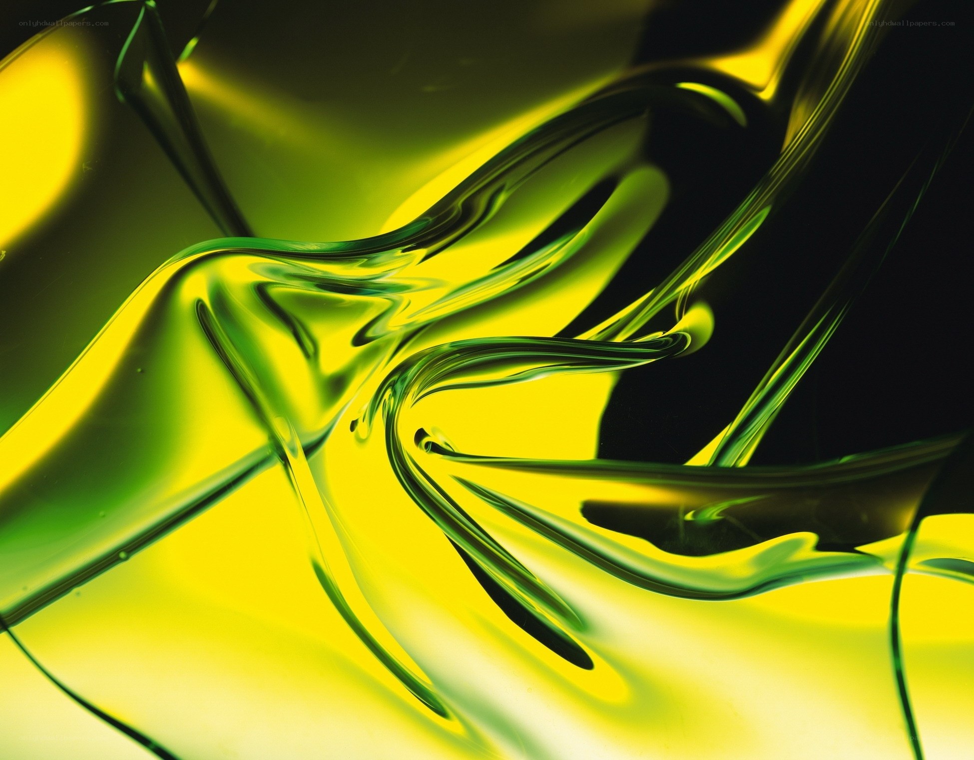 Abstract green and yellow liquid swirl