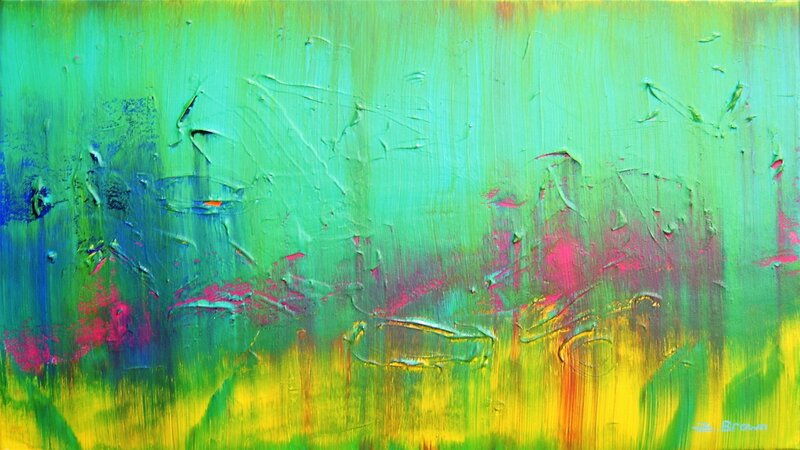 Abstract green and yellow painting