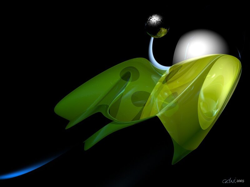 Abstract green and yellow sculpture