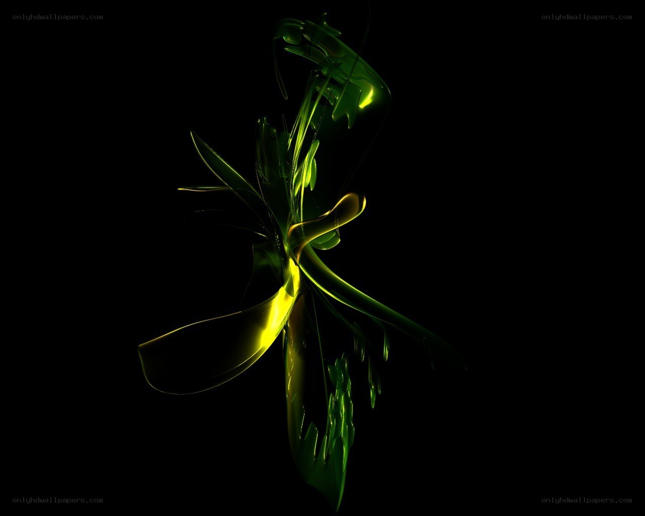 Abstract green and yellow sculpture