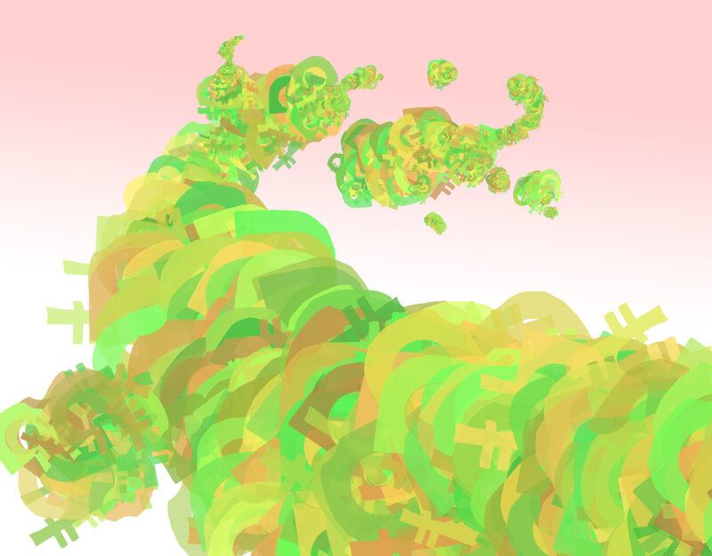 abstract green and yellow shapes