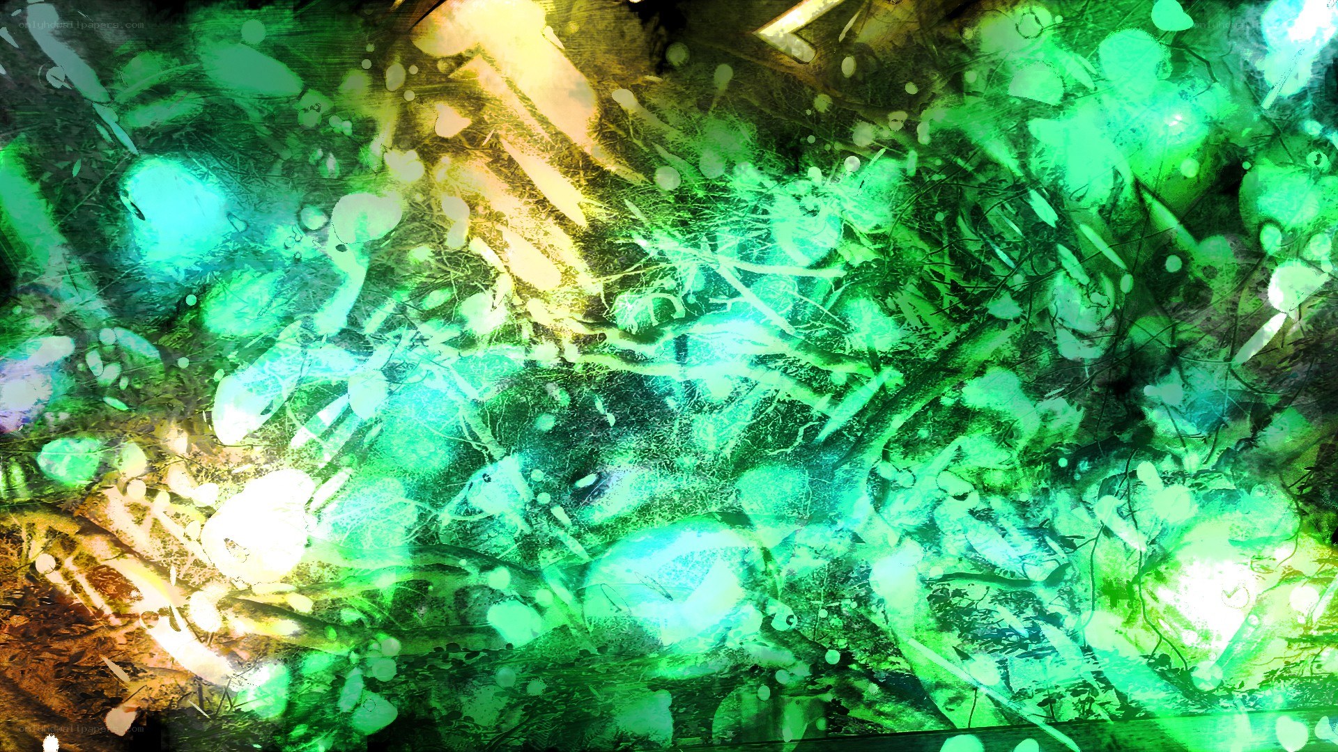 abstract green and yellow splatter