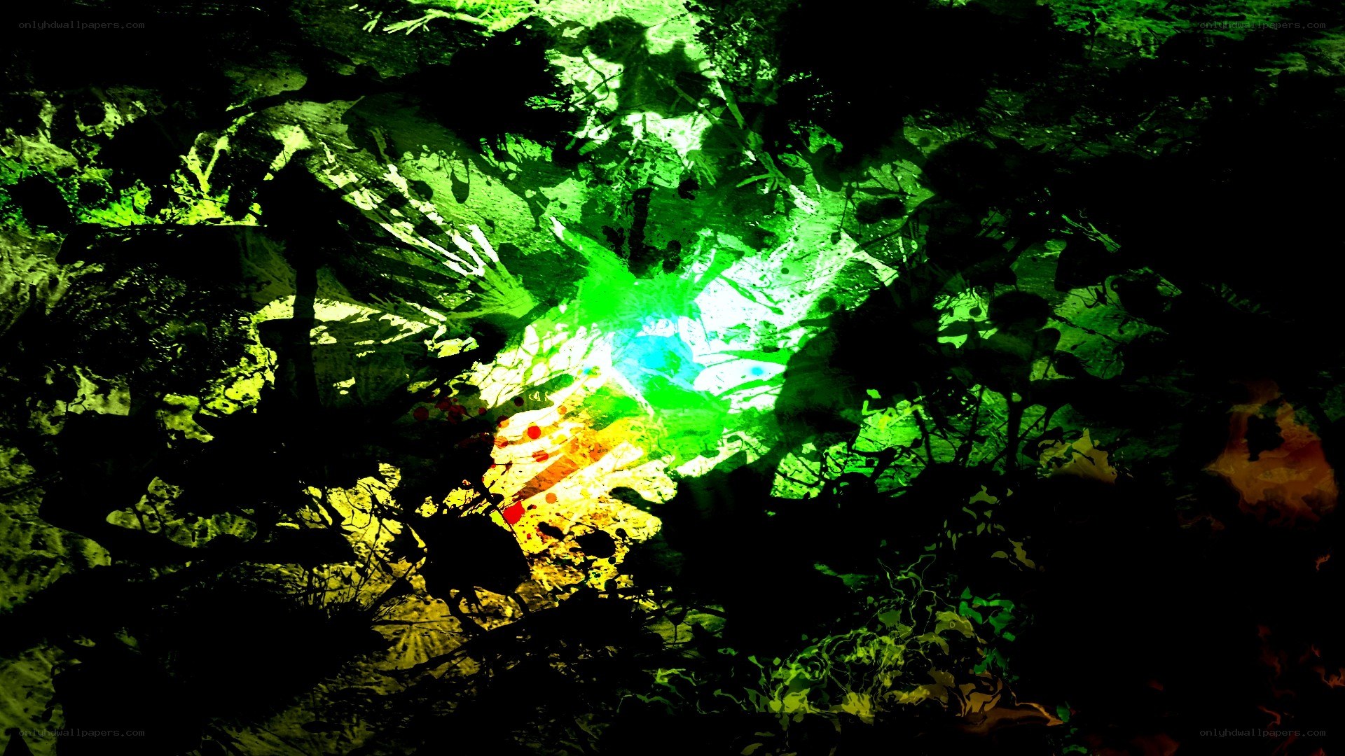 abstract green and yellow splatter