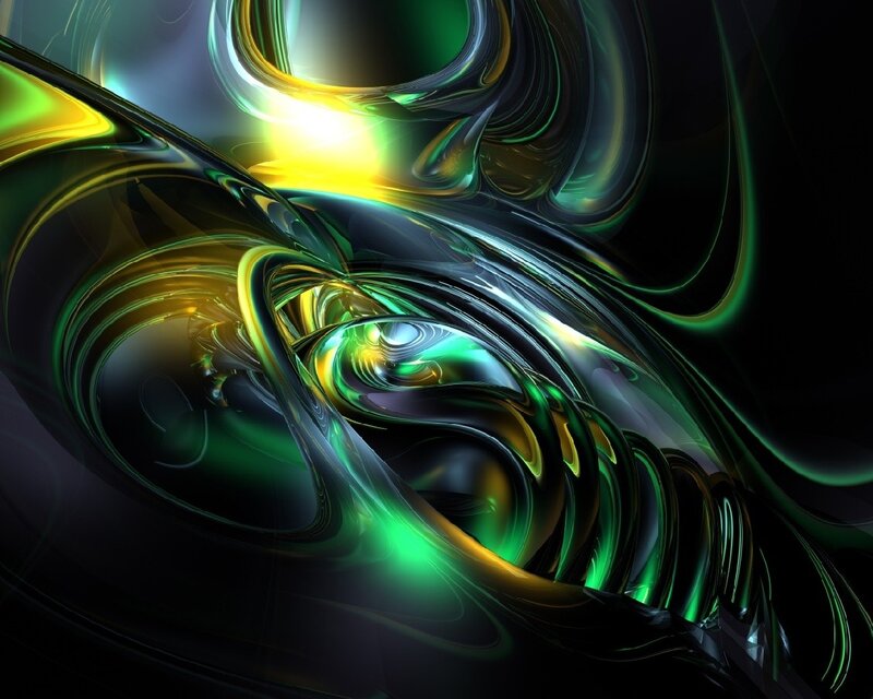 Abstract green and yellow swirls