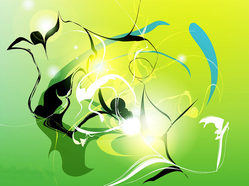 Abstract green and yellow swirls