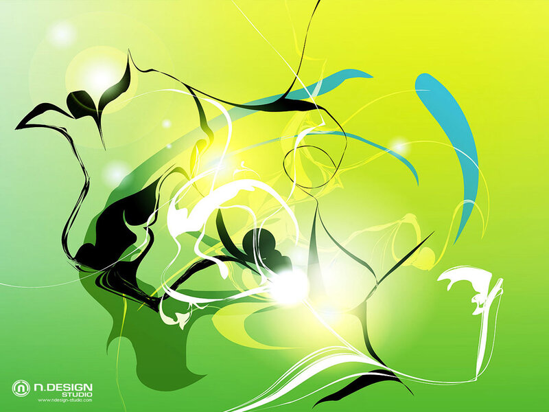 Abstract green and yellow swirls