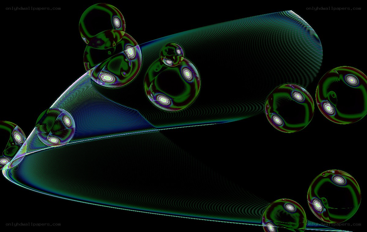 Abstract green bubbles on dark background