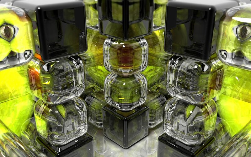 abstract green cube structure
