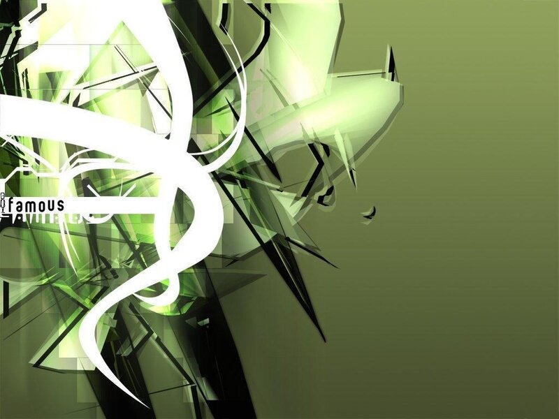 Abstract Green Design — Dynamic, Digital Art, White Swirl