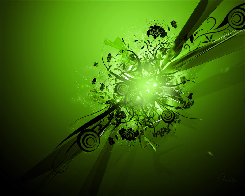 Abstract Green Floral Design — Dynamic, Digital Art