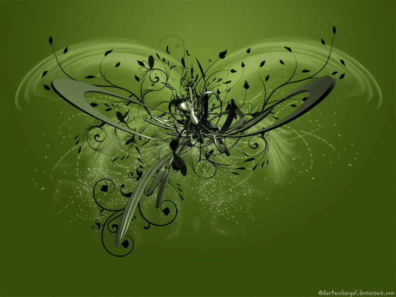 Abstract Green Floral Design — Serene