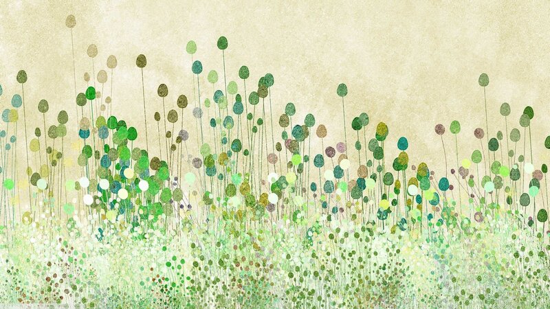 Abstract Green Flowers — Serene