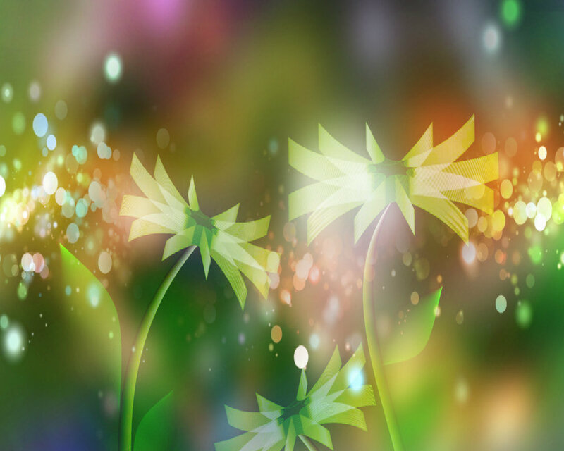 Abstract Green Flowers