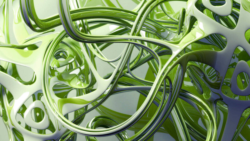 Abstract green flowing lines