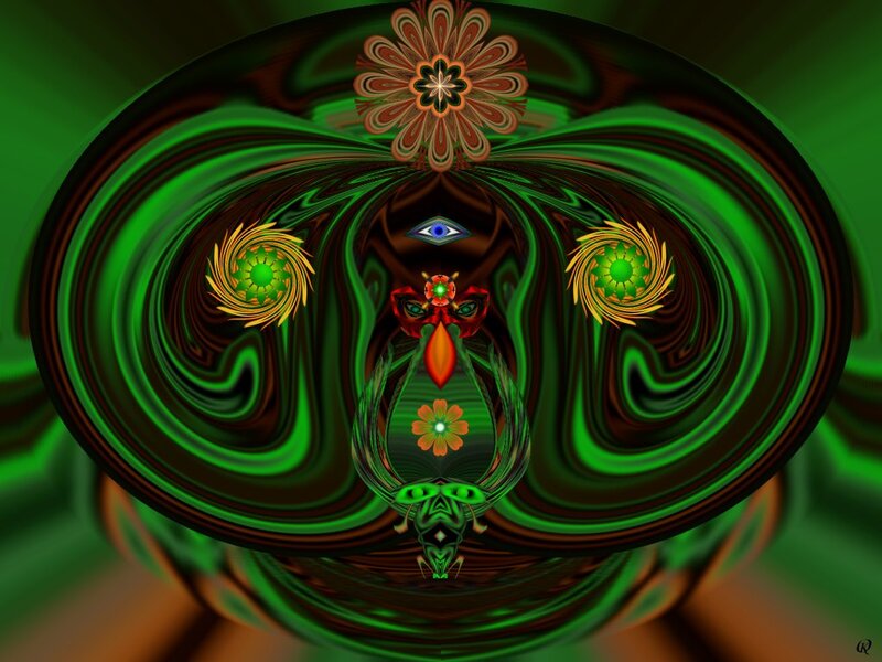Abstract Green Fractal Design — Hypnotic