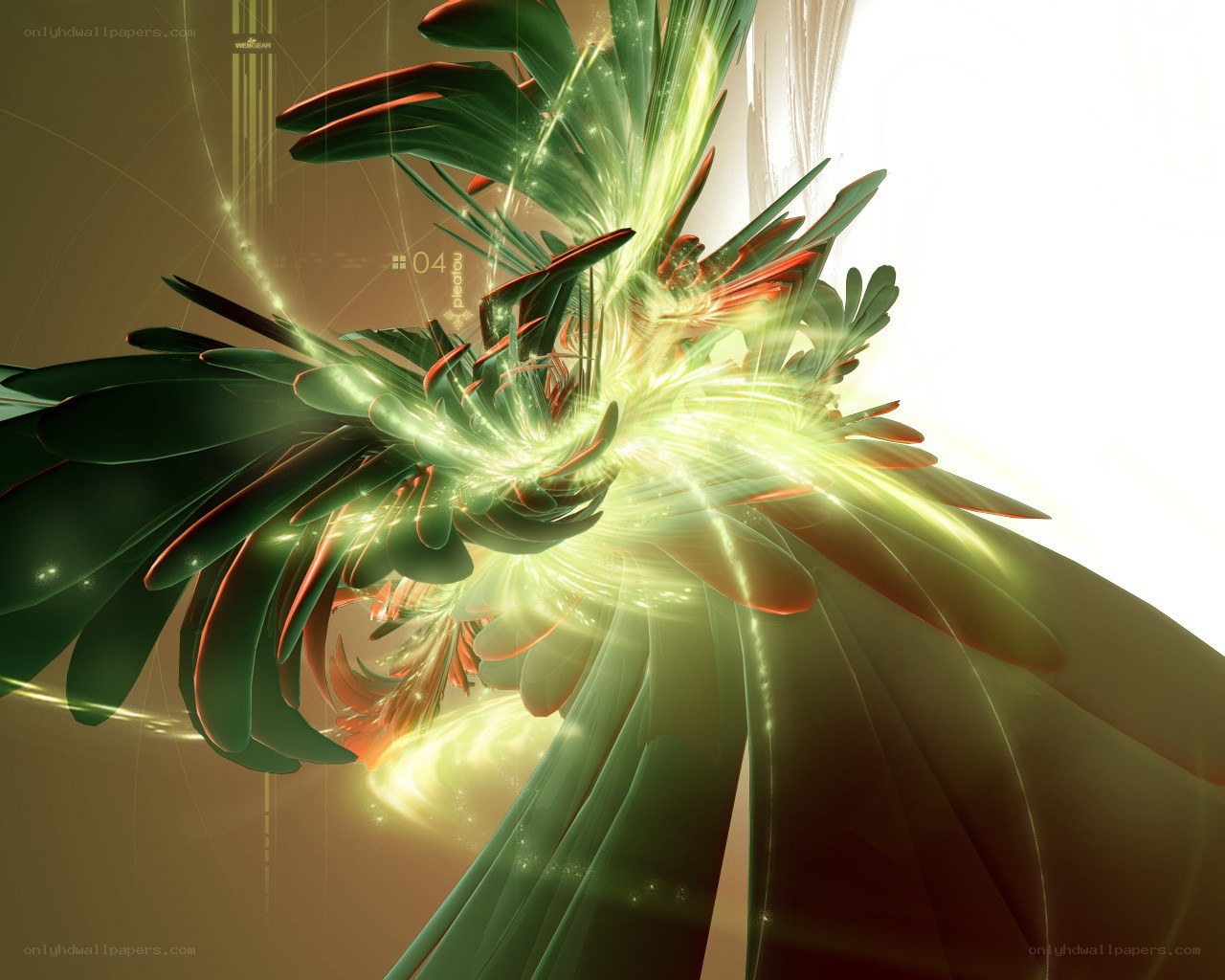 Abstract green fractal explosion