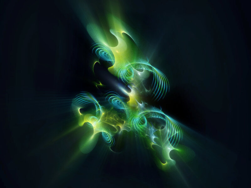 Abstract green fractal light patterns