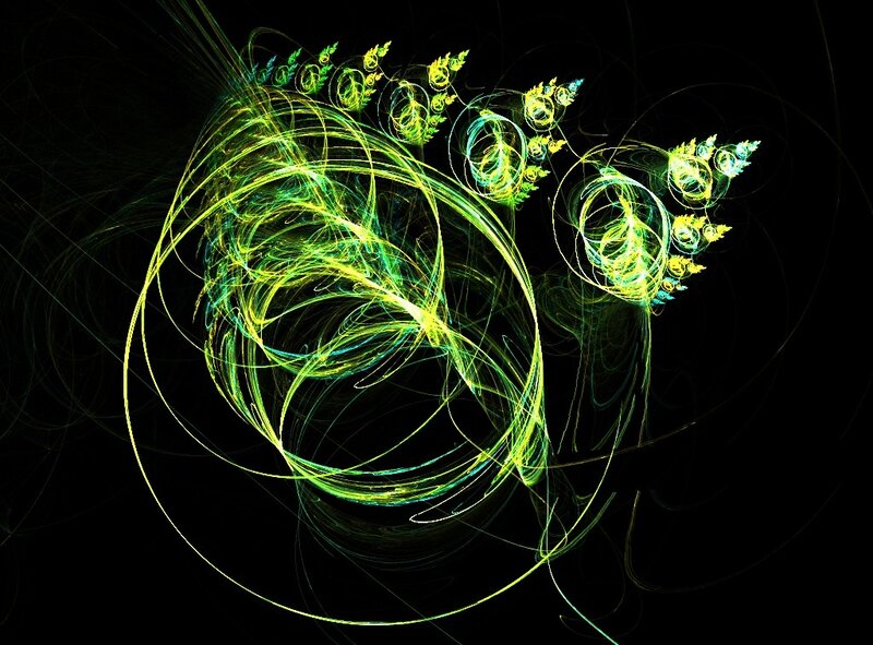 Abstract green fractal swirls