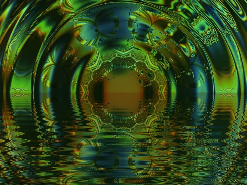 Abstract green fractal tunnel