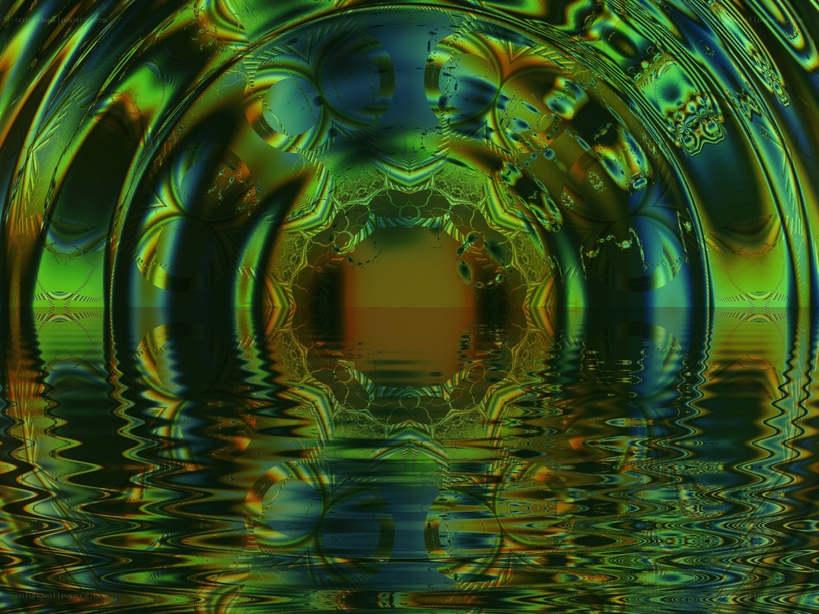 Abstract green fractal tunnel