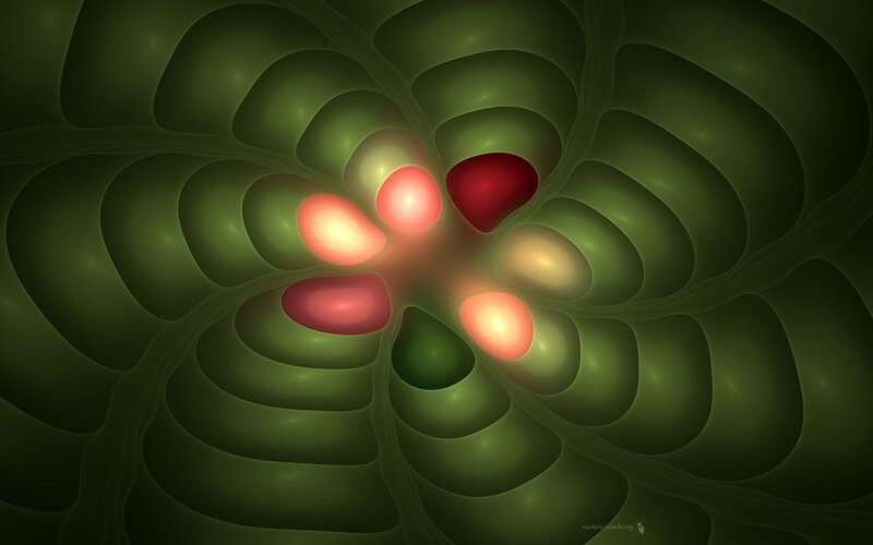 Abstract green fractal with glowing center
