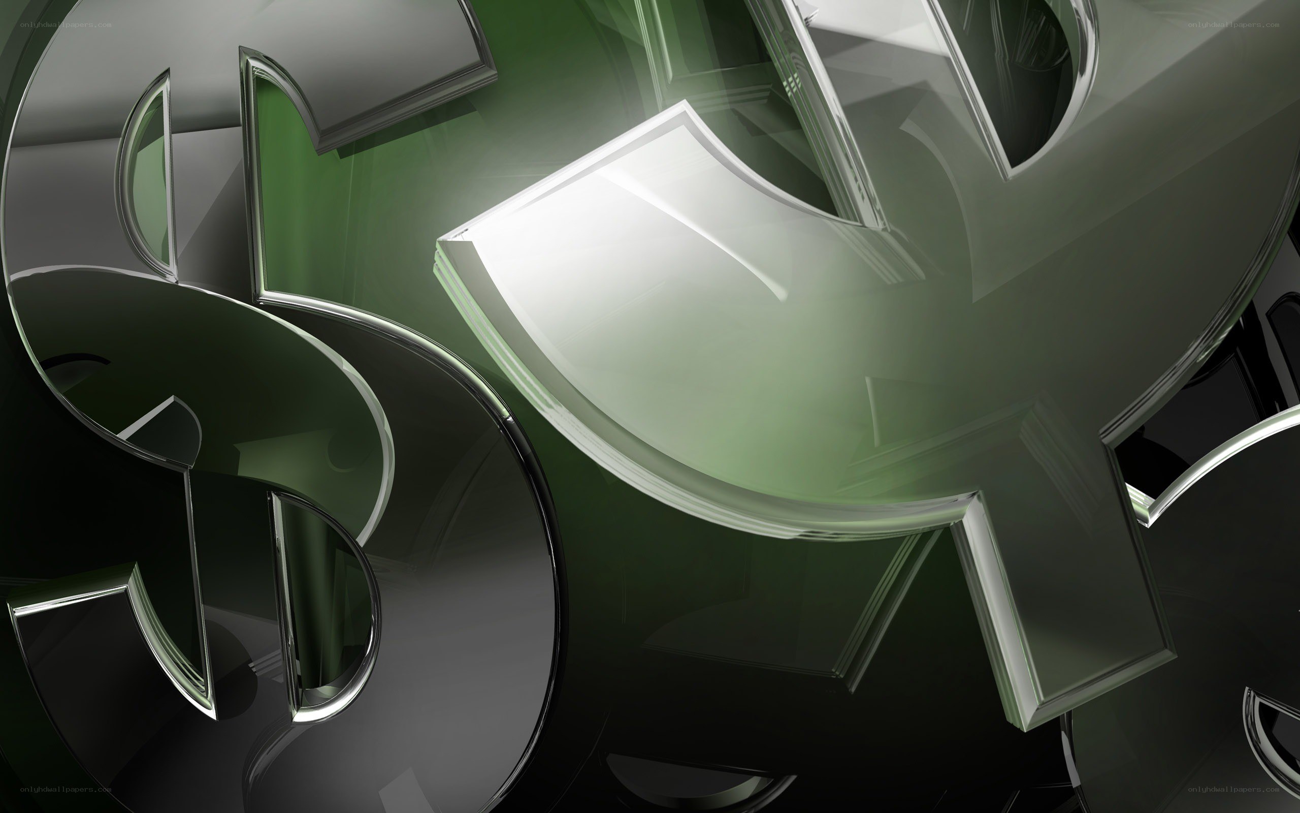 abstract green glass shapes
