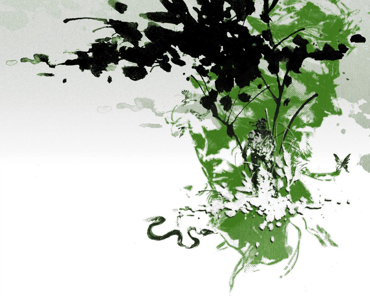 abstract green ink illustration