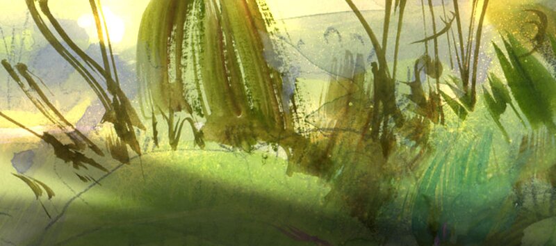 abstract green landscape painting