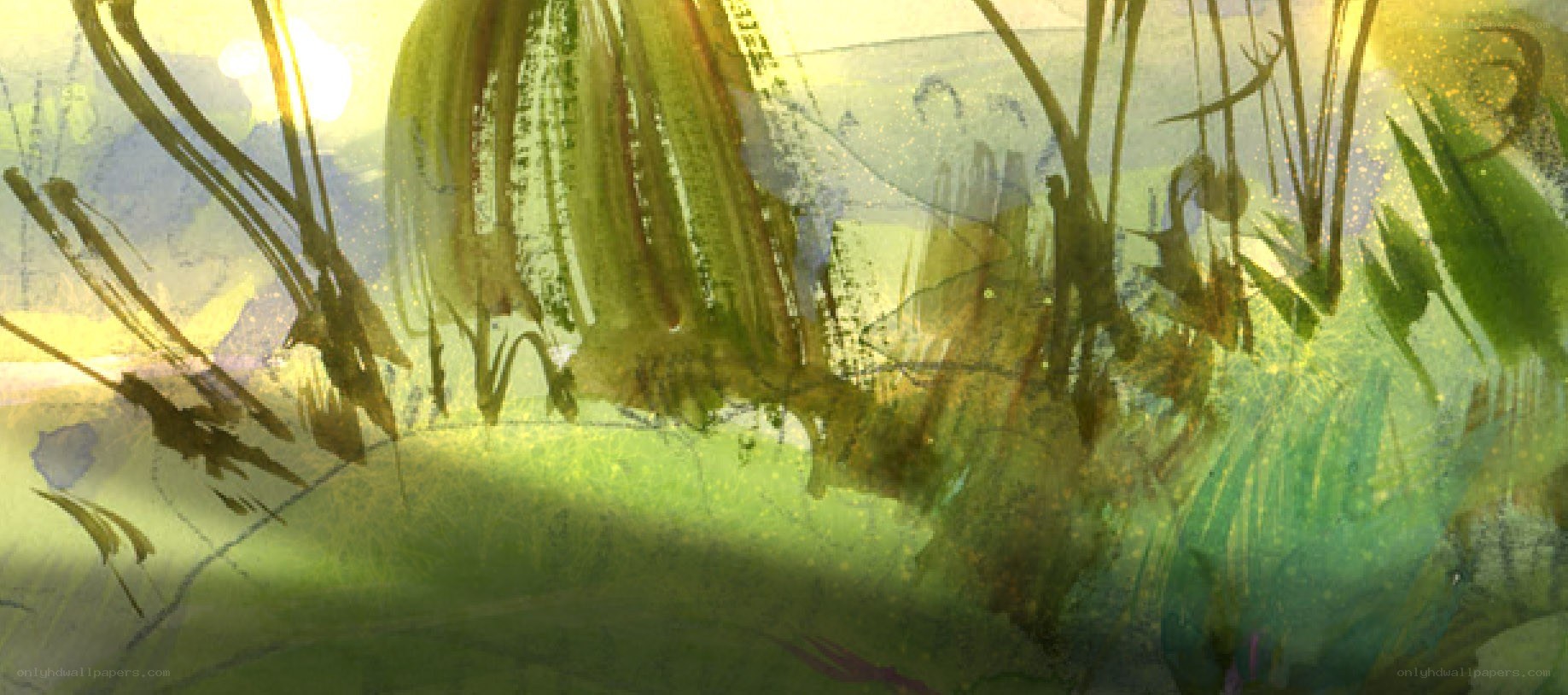 abstract green landscape painting