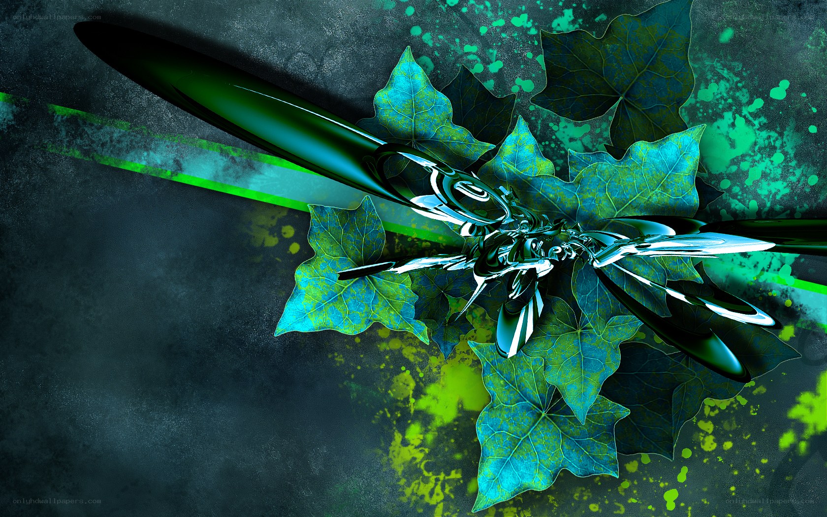 Abstract green leaf art
