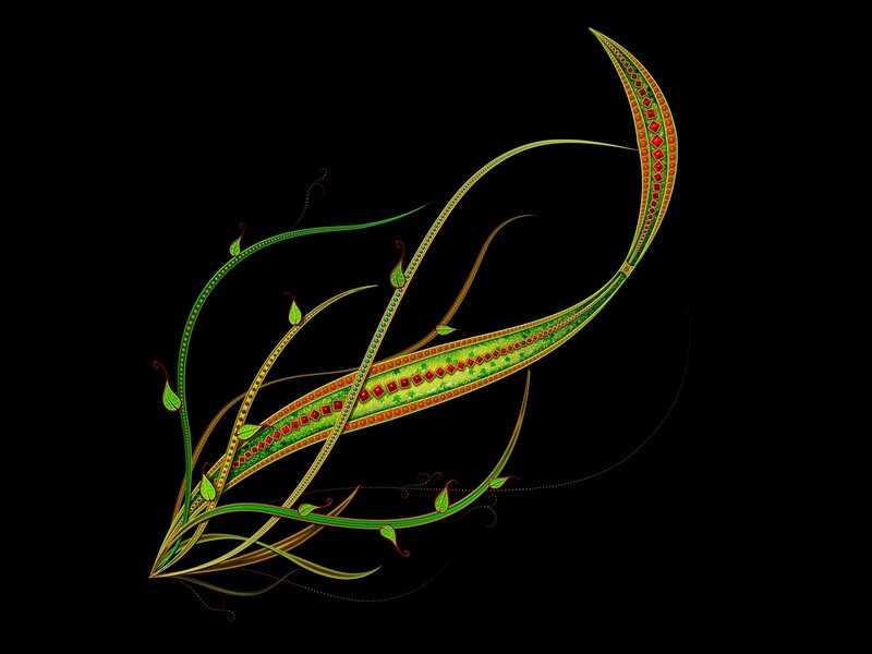 Abstract green leaf design
