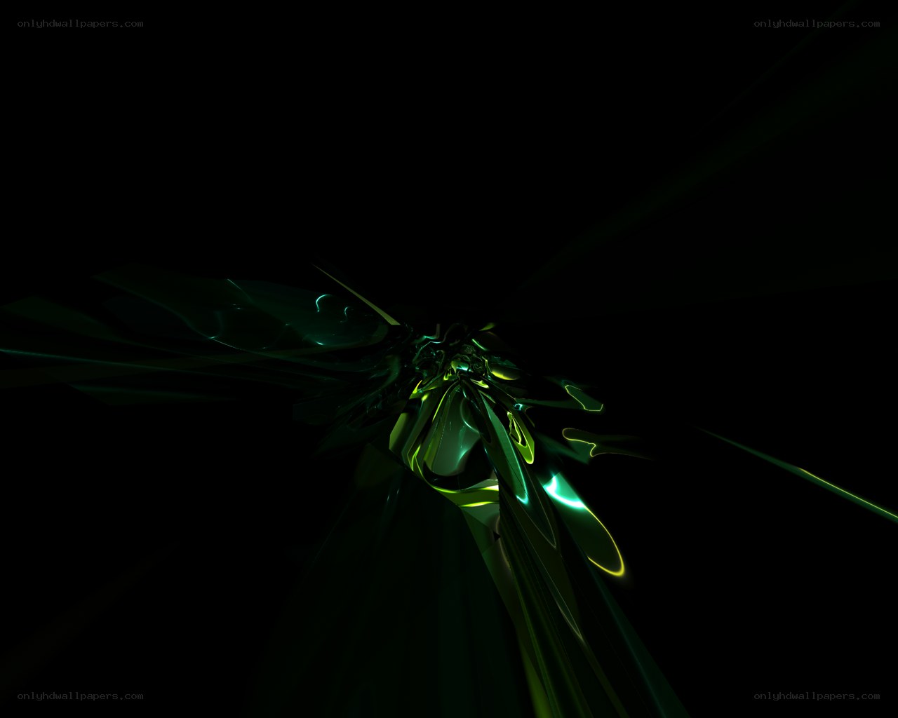 Abstract green light sculpture