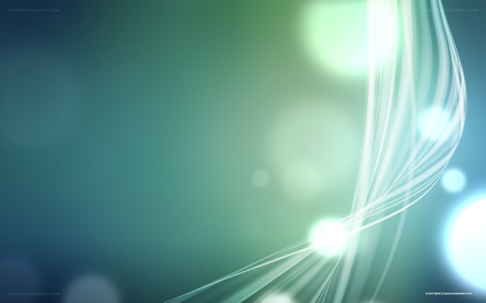 Abstract green light waves