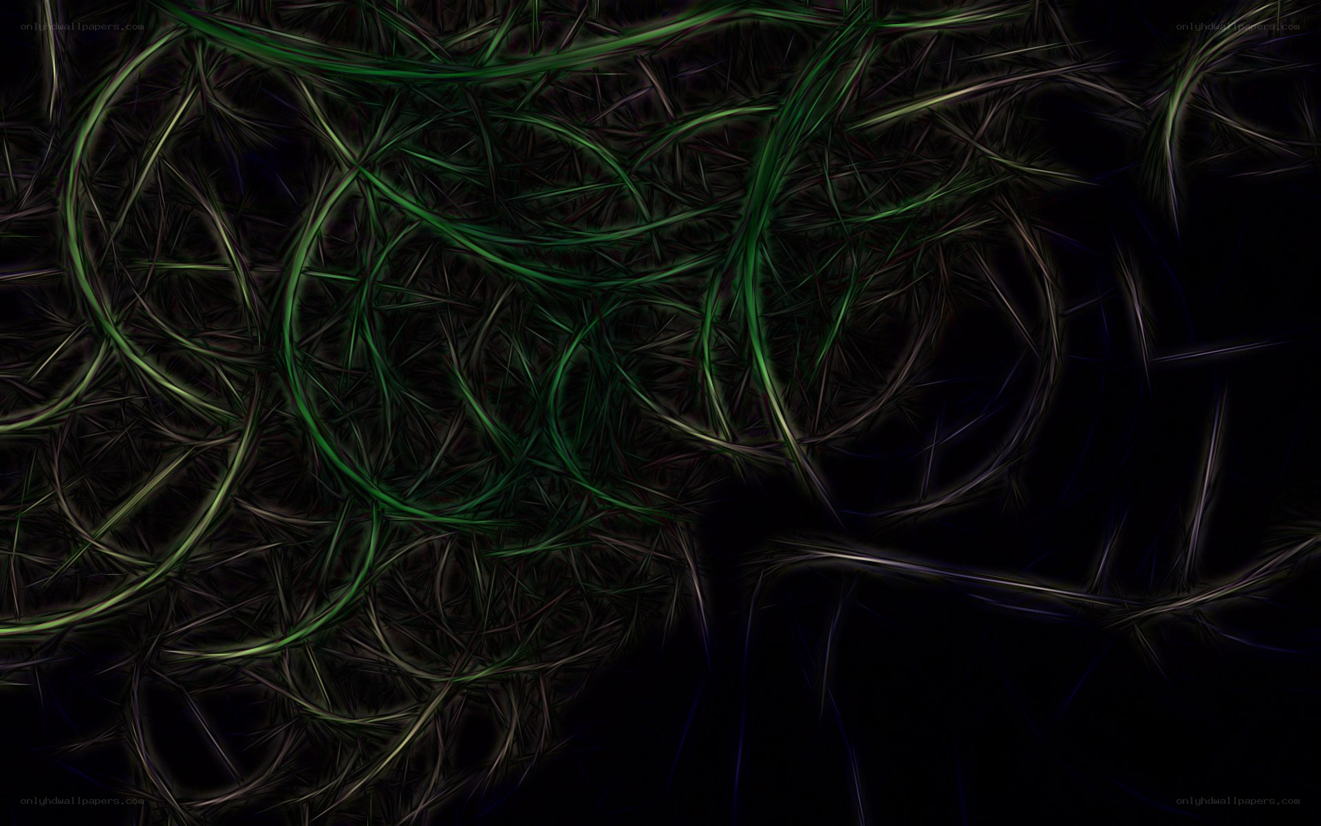 Abstract green lines on dark background