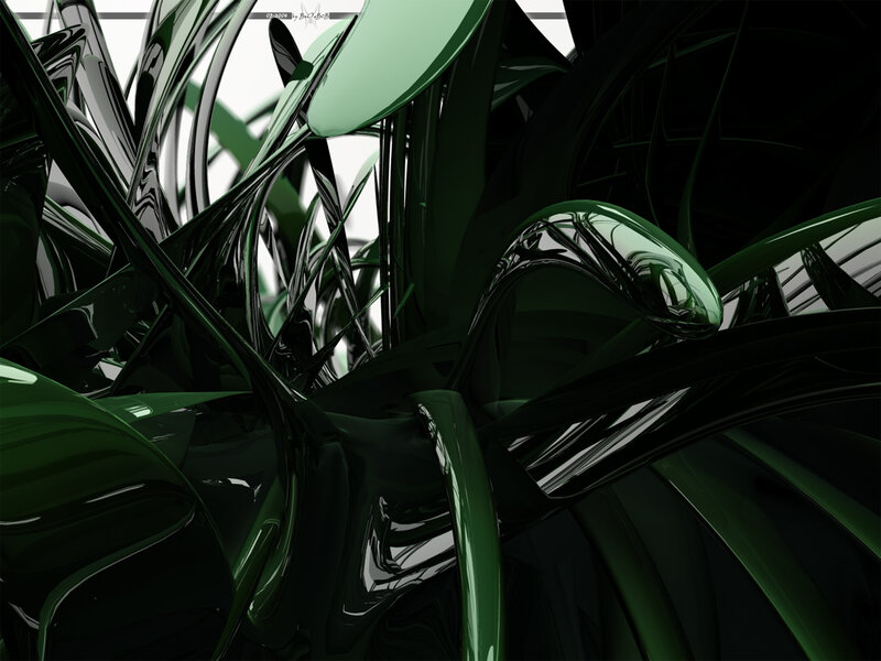 Abstract green liquid forms