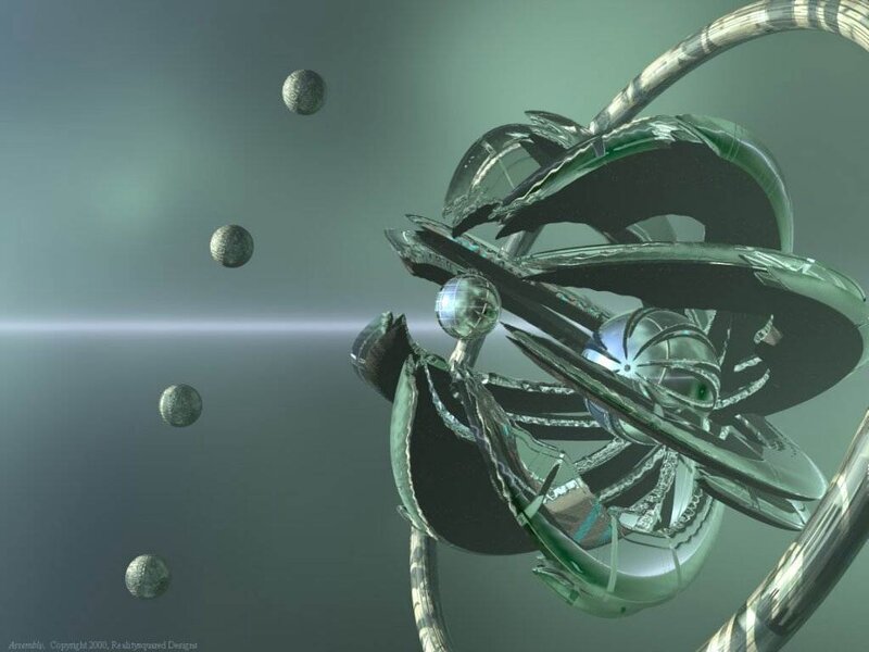 Abstract green mechanical sculpture