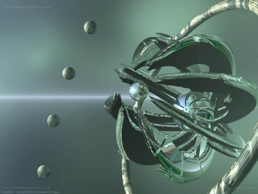 Abstract green mechanical sculpture